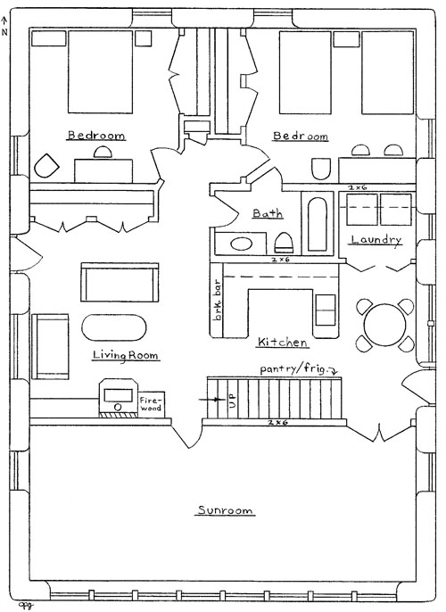 Earthbag Building: Barn-style House Plan